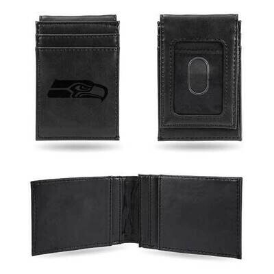 NFL Seattle Seahawks Black Faux Leather Front Pocket Wallet GC7554, MPN: GC7554, 767345896032