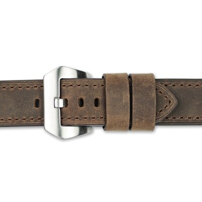 24mm Dark Brown Crazy Horse Saddle Leather Watch Band  BA374-24, MPN: BA374-24,