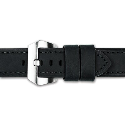 24mm Black Crazy Horse Saddle Leather Watch Band  BA373-24, MPN: BA373-24,
