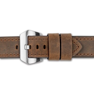 24mm Light Brown Crazy Horse Saddle Leather Watch Band  BA375-24, MPN: BA375-24,