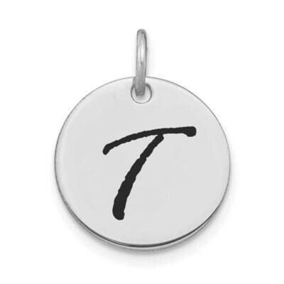 Letter T Black Epoxy Initial Disk Charm 14k White Gold Polished YC1436WT, MPN: YC1436WT, 1969040876…