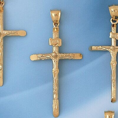 Dazzlers Jewelry Jesus Christ on Cross Pendant Necklace Charm Bracelet in Yellow, White or Rose Gol…