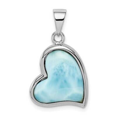 Larimar Heart Pendant Sterling Silver Rhodium-plated QP5223, MPN: QP5223, 886774062402