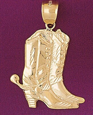 Dazzlers Jewelry Cowboy Boots Pendant Necklace Charm Bracelet in Yellow, White or Rose Gold 5199, M…