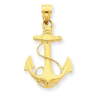 Anchor Pendant 14k Gold Solid Polished C2486, MPN: C2486, 637218052981