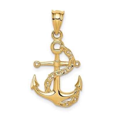 Anchor &amp; Chain Pendant 14k Gold Polished  D4602, MPN: D4602, 883957219912