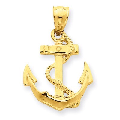 Anchor Pendant 14k Gold Solid Polished C2487, MPN: C2487, 637218053001