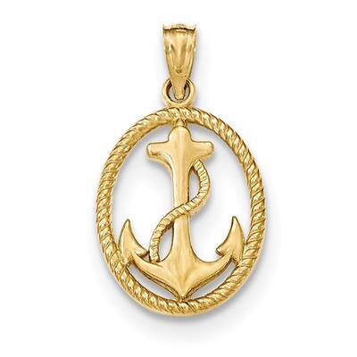 Anchor with Rope Oval Pendant 14k Gold Polished K5389, MPN: K5389, 886774617718