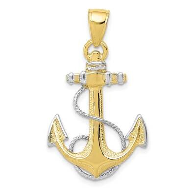 Yg with Rhodium Anchor with Rope Pendant 10k Gold 10K3081, MPN: 10K3081,