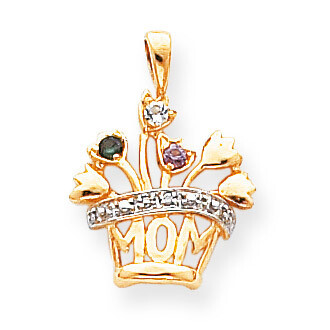 3 Birthstones Grade A Diamond Mother&#39;s Pendant 14k Gold XMP7/3GN/A, MPN: XMP7/3GN/A, 883957147871