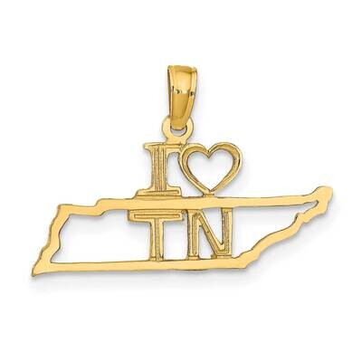 Tennessee State Pendant 14k Gold Solid D1189, MPN: D1189, 637218036899