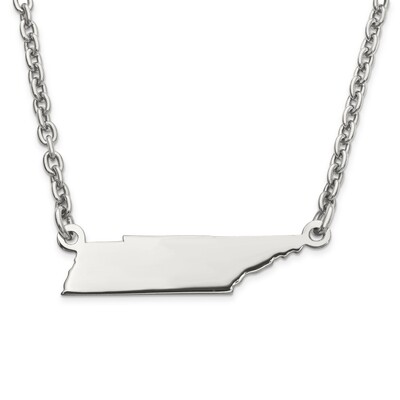 Tennessee State Pendant Necklace with Chain Sterling Silver Engravable XNA706SS-TN, MPN: XNA706SS-T…