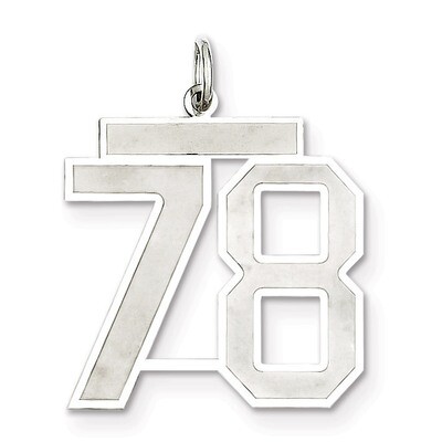 Pendant Number 78 Satin Sterling Silver Large QPP78, MPN: QPP78, 191101282171