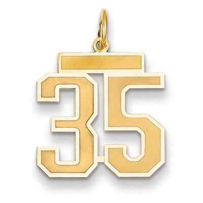 Number 35 Charm 14k Gold Medium Satin LSM35, MPN: LSM35, 883957074238