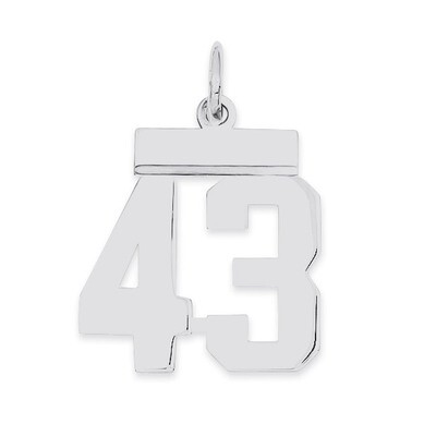 Pendant Number 43 Polished Sterling Silver Small QSS43, MPN: QSS43, 883957101354