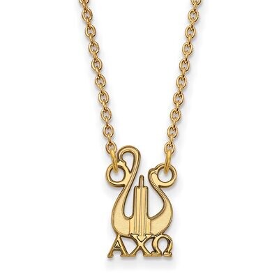 Alpha Chi Omega Extra Small Pendant with 18 Inch Chain Gold-plated Silver GP039ACO-18, MPN: GP039AC…