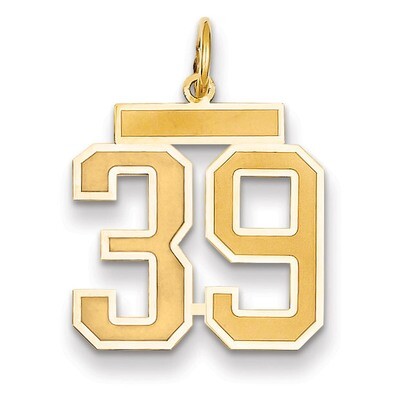 Number 39 Charm 14k Gold Medium Satin LSM39, MPN: LSM39, 883957074290
