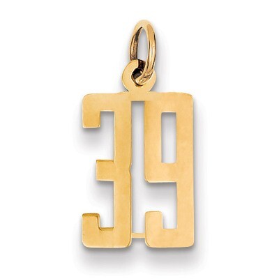 Number 39 Charm 14k Gold Small Polished Elongated LES39, MPN: LES39, 883957132600