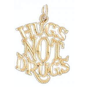 Dazzlers Jewelry Hugs Not Drugs Pendant Necklace Charm Bracelet in Yellow, White or Rose Gold 10504…