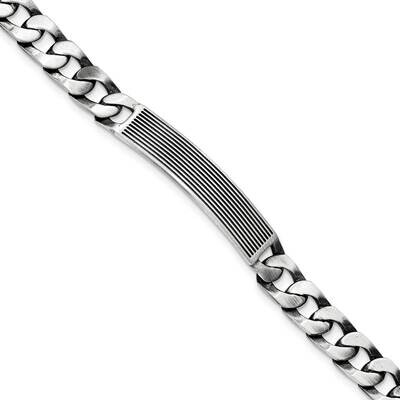 Antiqued Satin ID Link Bracelet Sterling Silver QID203-8.5, MPN: QID203-8.5,