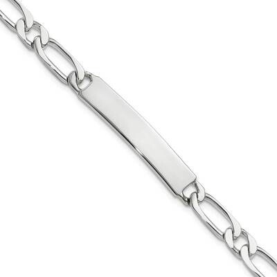 Engravable Figaro Link ID Bracelet Sterling Silver Polished QID114-8, MPN: QID114-8,