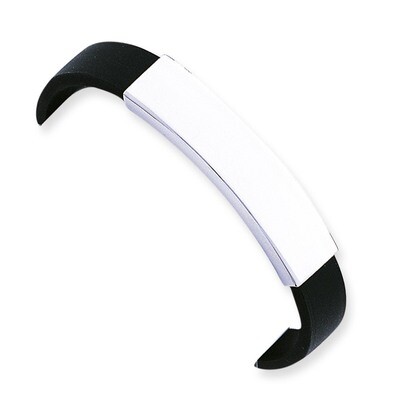 8 Inch ID Black Rubber Bracelet Sterling Silver XGBKSS14-8, MPN: XGBKSS14-8, 883957522531