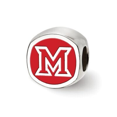 Miami University Block M Cushion Shaped Double Logo Bead Sterling Silver SS501MU, MPN: SS501MU, 853…