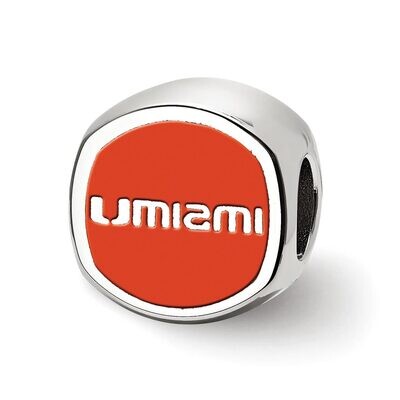 University of Miami U Cushion Shaped Double Logo Bead Sterling Silver SS501UMF, MPN: SS501UMF, 8106…