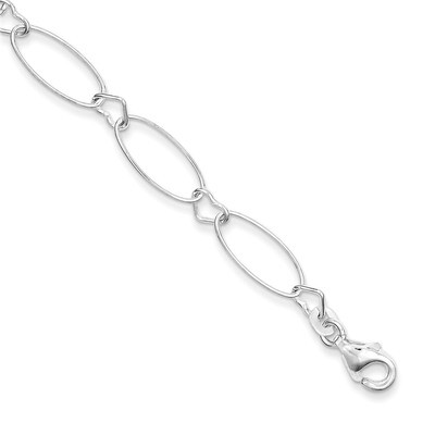 7.5 Inch Oval Link Hearts Bracelet Sterling Silver QG3056-7.5, MPN: QG3056-7.5, 191101295676