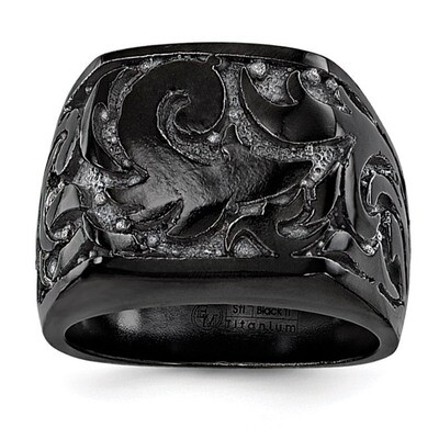 Edward Mirell Titanium Black Ti Casted Design Signet Ring EMR238-10, MPN: EMR238-10, 886774313412