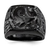 Edward Mirell Titanium Black Ti Casted Design Signet Ring EMR238-10, MPN: EMR238-10, 886774313412