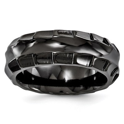 Edward Mirell Black Titanium Polished Faceted Edges 8mm Ring EMR261 by Edward Mirell, MPN: EMR261, …