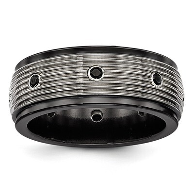 Edward Mirell Black Titanium &amp; Titanium Polished &amp; Spinel Grooved Ring EMR292 by Edward Mirell, MPN…