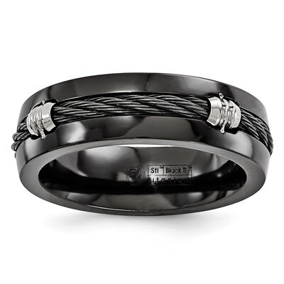 Edward Mirell Black Titanium and Cable 7mm Band EMR135 by Edward Mirell, MPN: EMR135, 886774278407