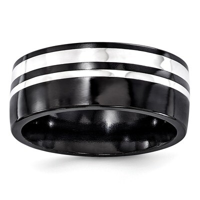 Edward Mirell Black Titanium &amp; Sterling Silver 9mm Polished Band EMR267 by Edward Mirell, MPN: EMR2…