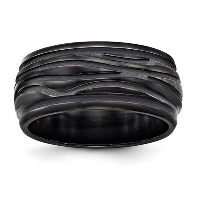 Edward Mirell Black Titanium Polished Grooved Wave Ring EMR301 by Edward Mirell, MPN: EMR301, 88677…