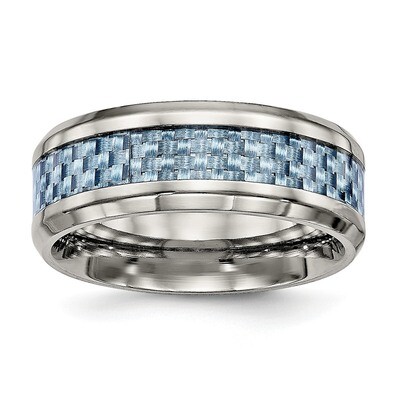 Blue Carbon Fiber Inlay Ring Titanium Polished TB463 by Chisel, MPN: TB463, 886774534688