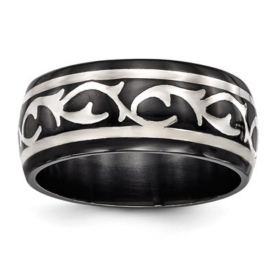 Edward Mirell Black Titanium &amp; Sterling Silver Polished Thorn Ring EMR277 by Edward Mirell, MPN: EM…