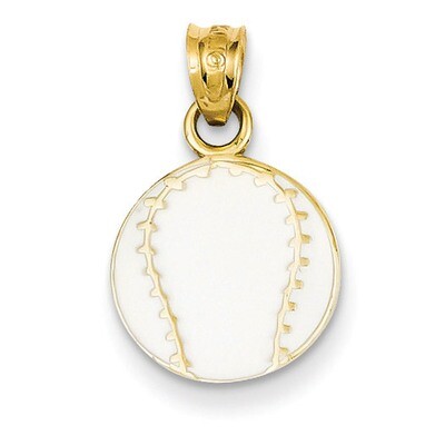 Enameled Baseball Pendant 14k Gold K2092, MPN: K2092, 752908165205