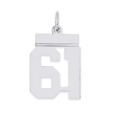 Pendant Number 61 Polished Sterling Silver Small QSS61, MPN: QSS61, 883957101552