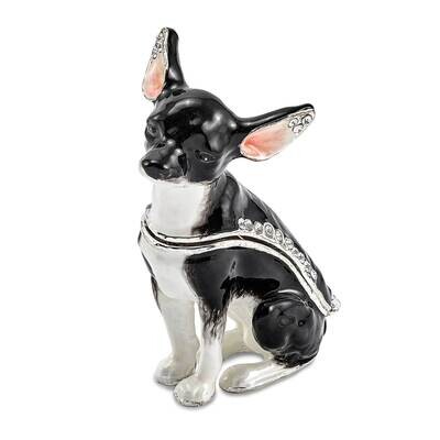 Leo Black &amp; White Chihuahua Trinket Box Bejeweled BJ4067, MPN: BJ4067, 191101909504
