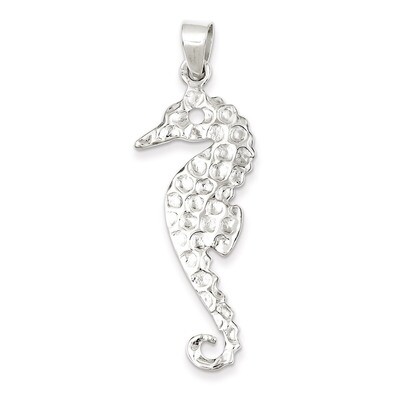 Hammered Polished Seahorse Pendant Sterling Silver QC6934, MPN: QC6934, 883957564111