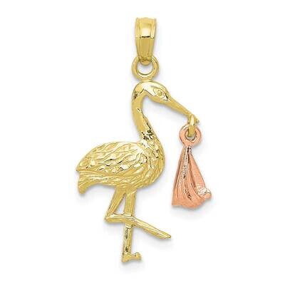 Rose Yellow Gold Stock with Dangling Baby Charm 10k Gold 10K1331, MPN: 10K1331, 63721818705
