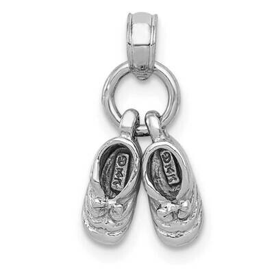3D Moveable Baby Shoes Charm 10k White Gold 10D1731W, MPN: 10D1731W,