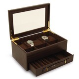 Brown Crocodile Texture Leather 5 Watch Box with Drawer &amp; Glass Top GM13148, MPN: GM13148, 79714056…