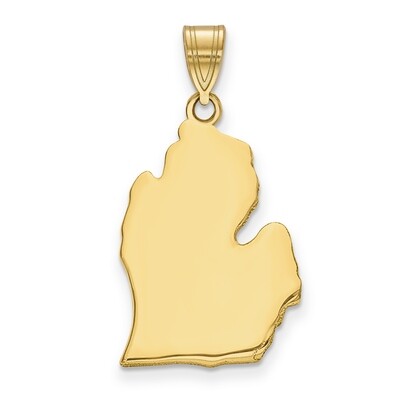 Michigan State Pendant Charm Gold-plated on Silver Engravable XNA707GP-MI, MPN: XNA707GP-MI, 886774…