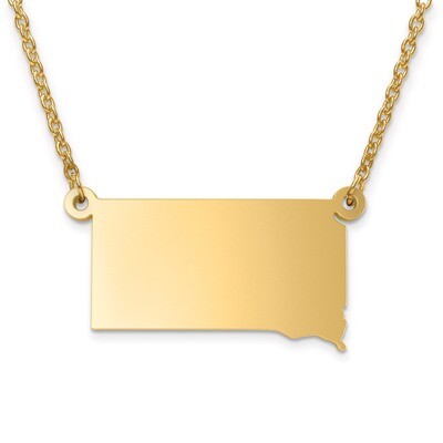 South Dakota State Pendant with Chain Engravable Gold-plated on Sterling Silver, MPN: XNA706GP-SD, …