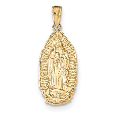 Guadalupe Oval Disc Engraved Pendant 14k Gold Polished K5645, MPN: K5645, 637218063505