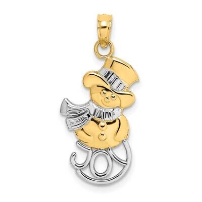 Snowman with Joy Pendant 14k Gold Rhodium K9366, MPN: K9366, 637218162529