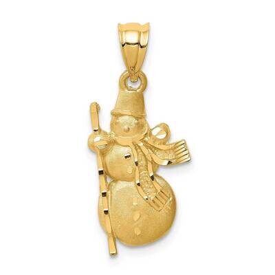 Brushed &amp; Polished Snowman Pendant 14k Gold Diamond-cut D4568, MPN: D4568, 883957767932